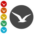 Seagull icons set - vector illustration Royalty Free Stock Photo