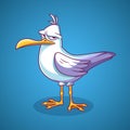 Seagull illustration in cartoon style. Angry bird character