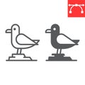 Seagull line and glyph icon, sea and herring gull, seagull vector icon, vector graphics, editable stroke outline sign