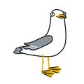 Seagull looking at you cartoon doodle vector illustration isolated on white background Royalty Free Stock Photo