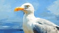 Vivid Digital Painting Of A Seagull With Long Beak And Legs