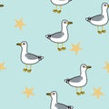 Seagull pattern on blue background