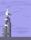 Seagull on Pilings Royalty Free Stock Photo