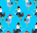 Seagull pirate pattern seamless. Gull in pirate clothes background. vector illustration For holiday International Talk Like a