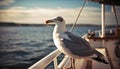 Seagull sailing, freedom in nature, coastline beauty, sunset on yacht generated by AI Royalty Free Stock Photo