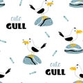 Seagull scandinavian pattern Royalty Free Stock Photo