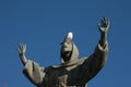 Seagull on st. Francis statue in Piazza San Giovanni, Rome, Italy.