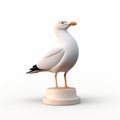 Seagull Statue Figurine - White 3d Logo In Cinema4d Style