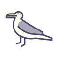 Seagull thin outline stylized icon. Vector illustration of a sea bird Royalty Free Stock Photo