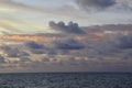 Seagulls flying over the sea at sunset, Seychelles Royalty Free Stock Photo