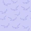 Seagulls flying seamless pattern vector