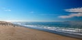 Seagulls on sand where the Santa Clara river bird preserve meets the beach at Surfers Knoll beach in Ventura California USA Royalty Free Stock Photo