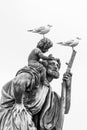 Seagulls Sitting On A Statue On Charles Bridge, Prague