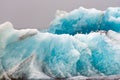 Seagulls sitting on top of huge melting icebergs in Jokulsarlon/Fjallsarlon glacier lagoon in Iceland. Global warming concept