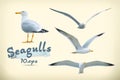 Seagulls vector icons Royalty Free Stock Photo