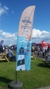 Seaham Food Festival flag banner with sign, signage, logo, branding on with scene in background