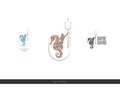 Seahorse logo. Poseidone or Neptune on seahorse.