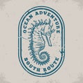 Seahorse animal vintage monochrome logotype