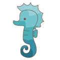 Seahorse cartoon icon falt design illustration for decoration on marine life and ocean concept