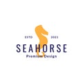 Seahorse flat vintage style logo symbol icon vector graphic design illustration idea creative