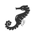 Seahorse glyph icon. Exotic marine fish. Aquatic creature with horse shape body. Aquarium animal. Underwater organism Royalty Free Stock Photo
