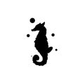 Seahorse graphic icon. Black silhouette seahorse isolated on white background