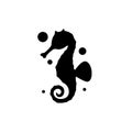 Seahorse graphic icon. Black silhouette seahorse isolated on white background