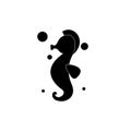 Seahorse graphic icon. Black silhouette seahorse isolated on white background