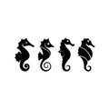 Black silhouette seahorse isolated on white background Royalty Free Stock Photo