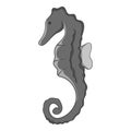 Seahorse, hippocampus icon monochrome