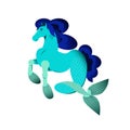 Seahorse, hippocampus mythology fantastic character. Vector illustration. Isolated on white.