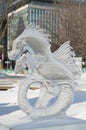 Seahorse ice sculpture at Ottawa`s Winterlude