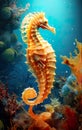 seahorse in its natural habitat, the sea, captured in stunning detail with a close-up shot.