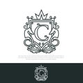 Seahorse king logo Royalty Letter C