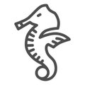 Seahorse line icon, ocean life concept, Sea horse sign on white background, Underwater aquatic animal symbol in outline