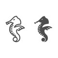Seahorse line and solid icon, ocean life concept, Sea horse sign on white background, Underwater aquatic animal symbol