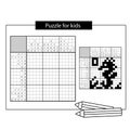 Seahorse. Marine life. Black and white japanese crossword