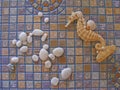 Seahorse on mosaic background