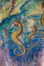 Seahorse painting on a vase