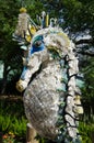 Seahorse of recycled plastic from the ocean