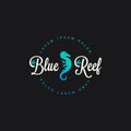 Seahorse reef logo. Seahorse icon on black Royalty Free Stock Photo