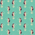 Lovely Seahorse Seamless Pattern