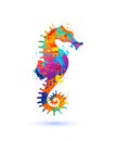 Seahorse silhouette symbol of splash paint