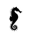 Seahorse silhouette symbol black on white