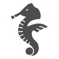 Seahorse solid icon, ocean life concept, Sea horse sign on white background, Underwater aquatic animal symbol in glyph