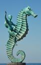 Seahorse statute on MalecÃÂ³n in Puerto Vallarta II Royalty Free Stock Photo