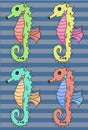 Seahorse vector illustration set Royalty Free Stock Photo