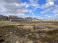 Seahouses Harbour at low tide Royalty Free Stock Photo