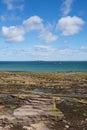 Seahouses Northumberland coast north east England UK with view to the Farne islands Royalty Free Stock Photo