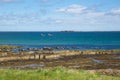 Seahouses Northumberland England UK with view to the Farne islands Royalty Free Stock Photo